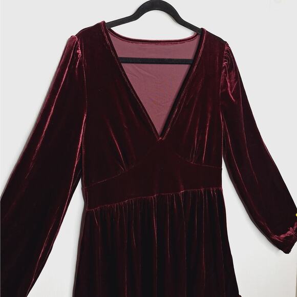Halara Velvet Mini Chill Dress Long Sleeve Ruffled M Dusky Purple Whimsygoth - Picture 5 of 11